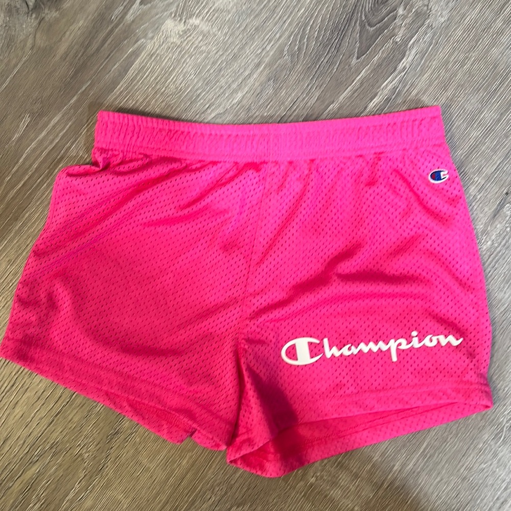 Champion GIRLS large hot pink mesh shorts new without tags